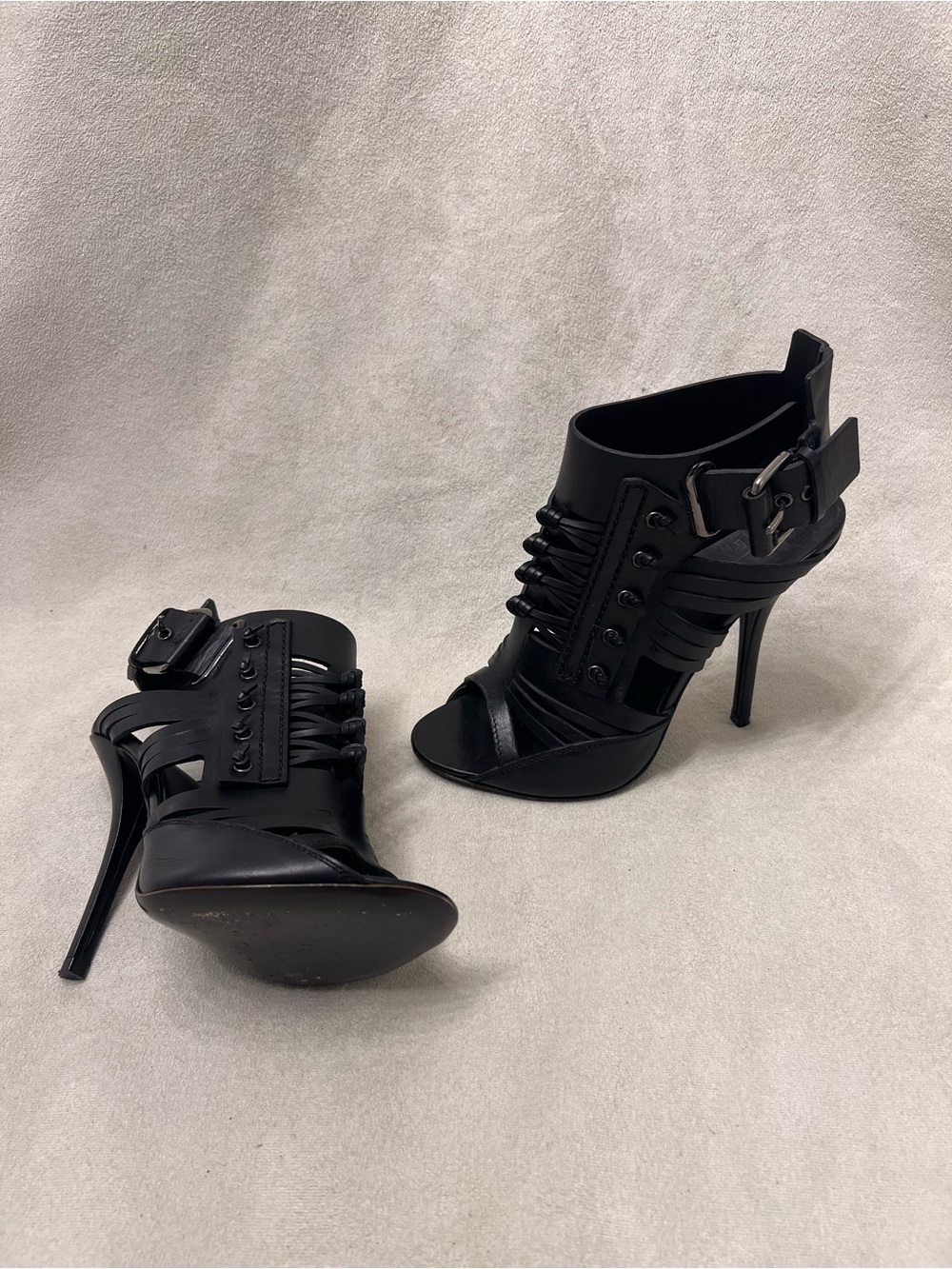 Givenchy Gladiator Buckle Black Strappy Sandals